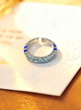 冷淡风波西米亚开口戒指小众绿松石设计轻奢时尚食指戒气质指环潮