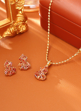 新中式复古红色葫芦福禄项链耳环新年喜庆毛衣链高级感时尚耳钉潮