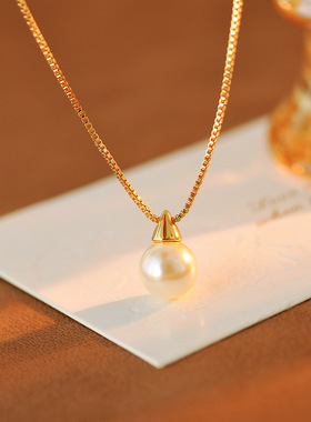 珍珠项链小红书同款法式复古简约吊坠锁骨链新款设计高级感气质潮