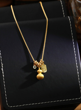 新中式平安纳福禄葫芦项链轻奢复古锁骨链小众高级感百搭气质颈链
