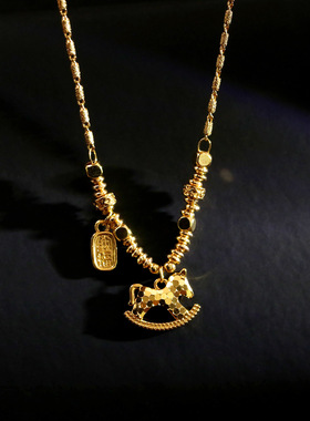 2026新款碎冰冰马上有钱项链女招财纳福毛衣链国风碎金复古锁骨链