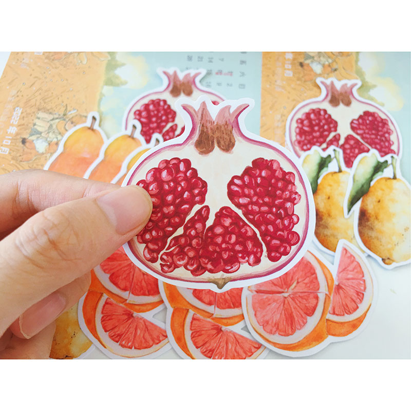 儿童水果手帐贴纸梨西柚石榴柠檬手账幼儿园diy素材装饰小粘贴画