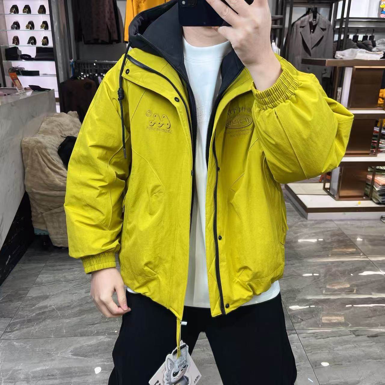 户外工装连帽短款加厚白鸭绒男服