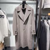 毛呢外套 双面绵羊毛呢子大衣可拆卸立领拉链高端男士 实体 中长款