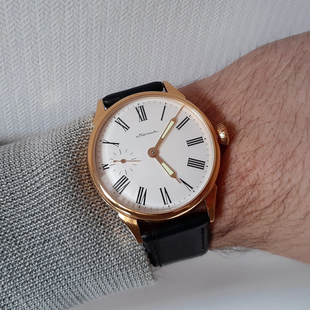 苏联手表库存老表古着大表盘机械机芯简约复古小三针玻璃透底铜壳