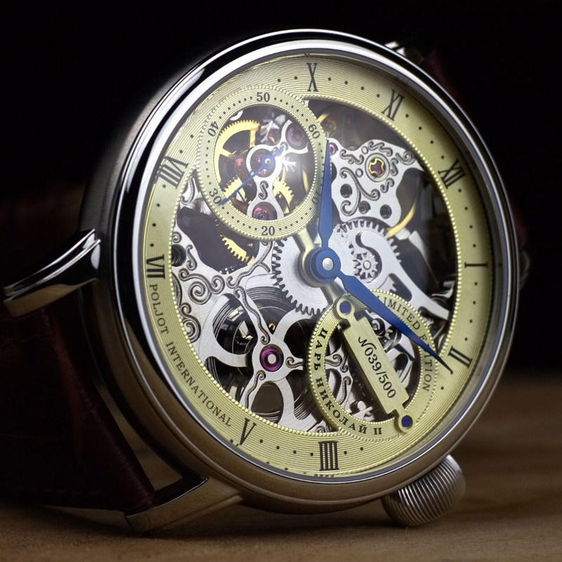 镂空透底蓝宝石俄罗斯机械手表