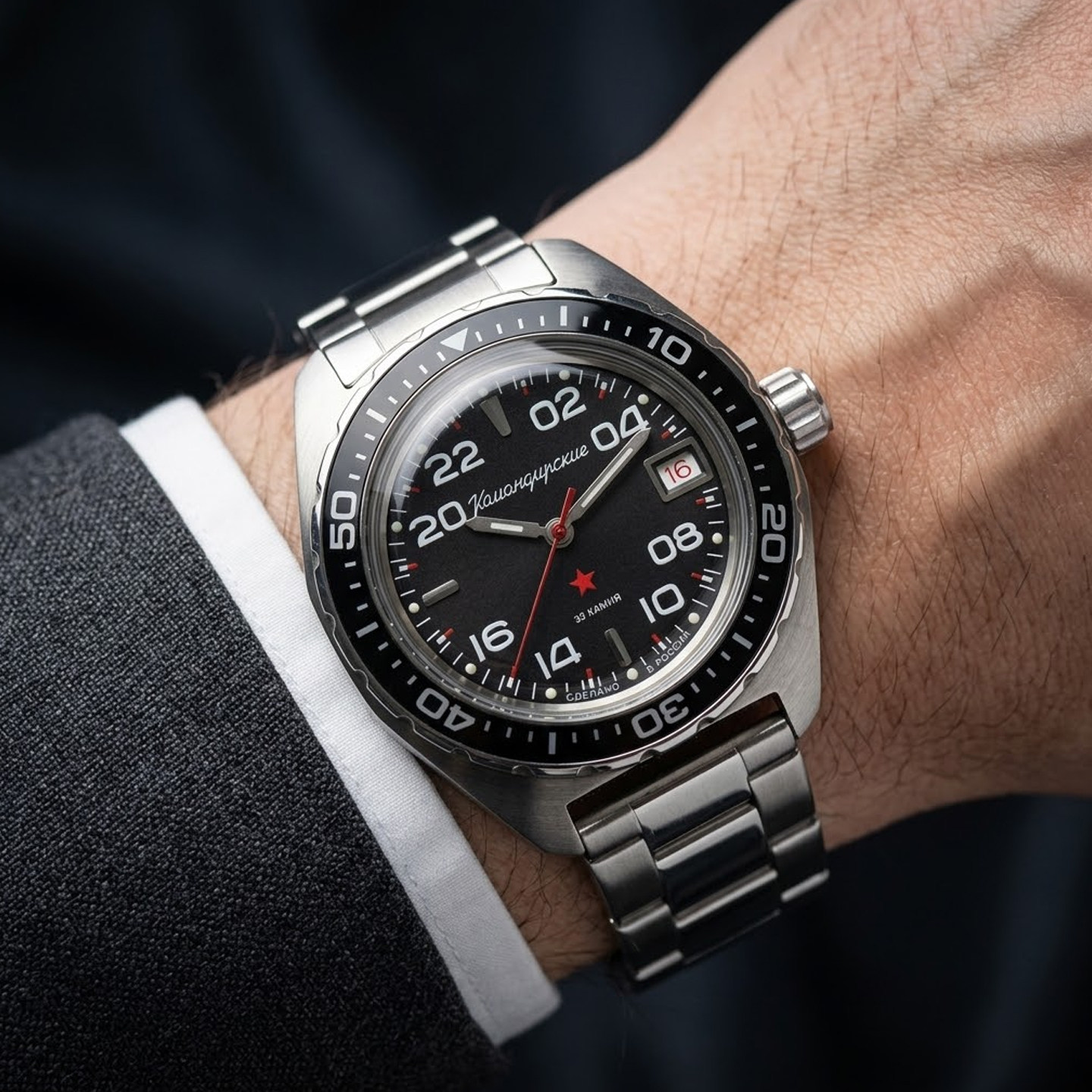 欧美男军表24小时夜光陶瓷圈男表新指挥官自动机械游泳运动黑色