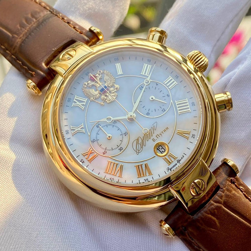 双头鹰镀金总统签名自动机械男表