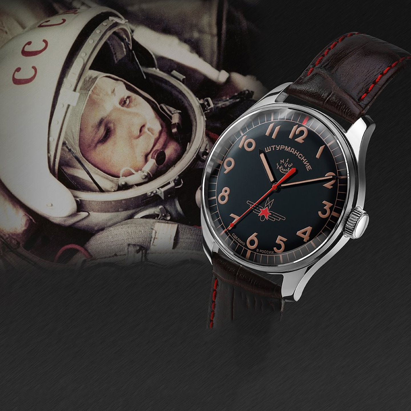 俄罗斯领航员男表POLJOT宇航员加加林纪念钛合金表壳机械真皮限量