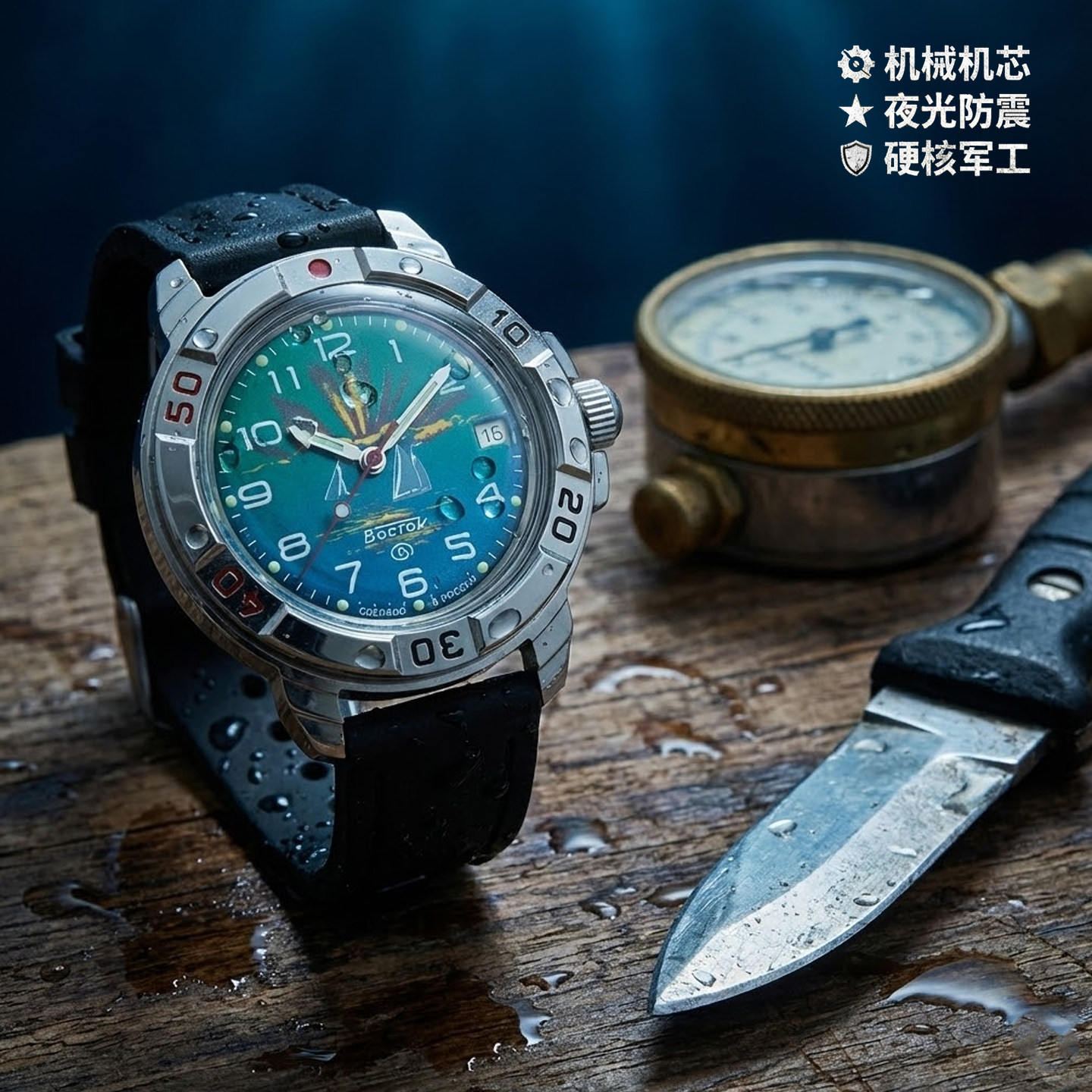 进口俄罗斯纯机械军表精品防震