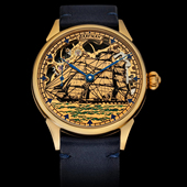 镂空表盘玻璃透底铜壳航海个性 欧美男表小众休闲轻奢纯手工制造