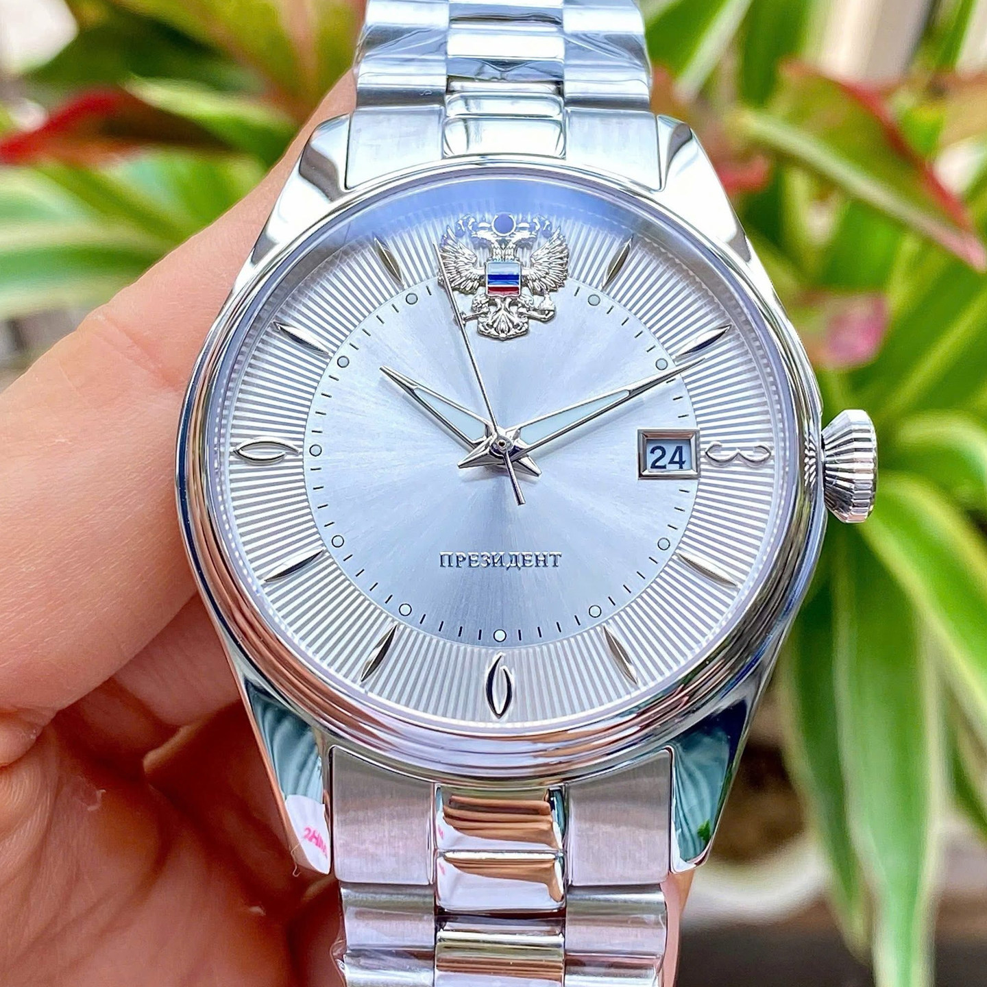 俄罗斯男款腕表双头鹰镶钻石英机芯双表带欧美商务气质休闲手表