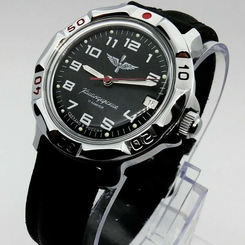 俄罗斯指挥官男军表vostok红星特种部队飞行员机械真皮夜光防水
