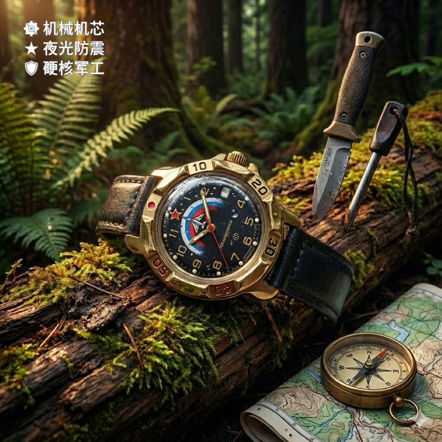 海外进口军工手表男机械表铜壳