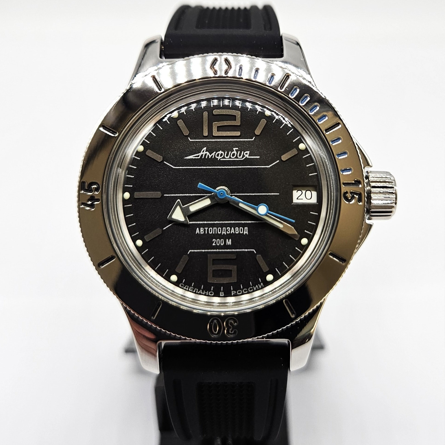 俄罗斯防水夜光橡胶自动机械表