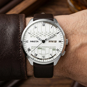 苏联库存老表火箭万年历手动机械手表PAKETA经典 复古休闲男表皮带