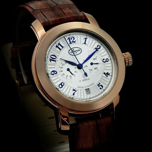 镀金男表商务机械男休闲星期日历