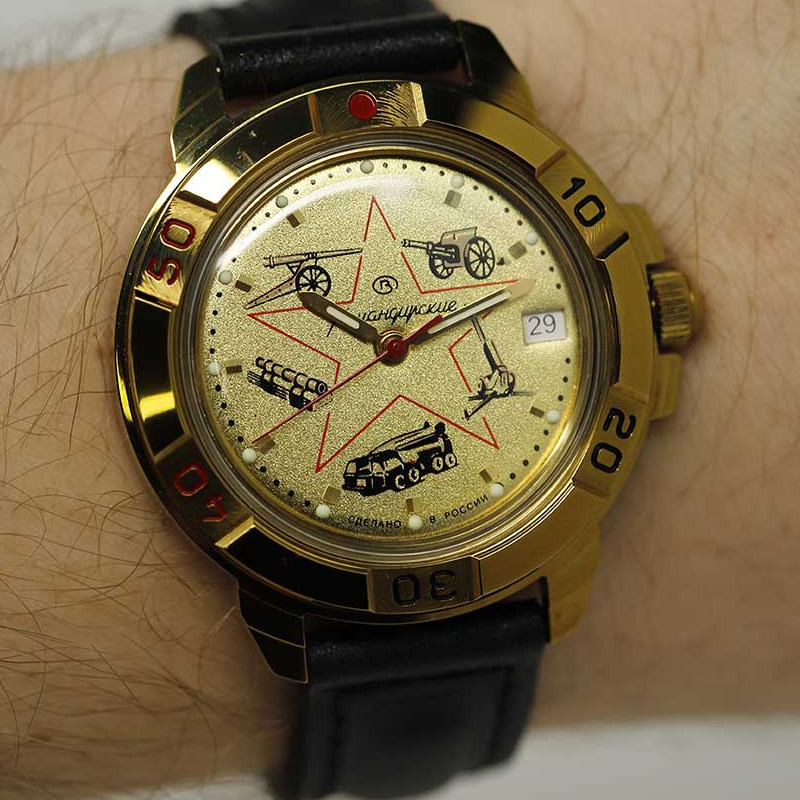 俄罗斯军表男手表指挥官炮兵部队手动机械防水防震真皮vostok东方