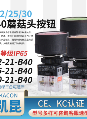 KACON韩国凯昆K22/25/30-21-B40塑料40MM防护圈按钮开关