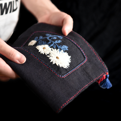 diy水墨古风棉麻布艺绣花材料包