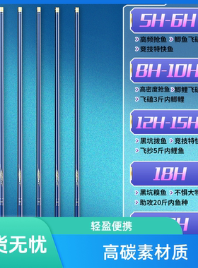 黑坑专用竿8H12H20H钓鱼竿高碳素直飞竿飞鱼棚竿竞技竿罗非竿