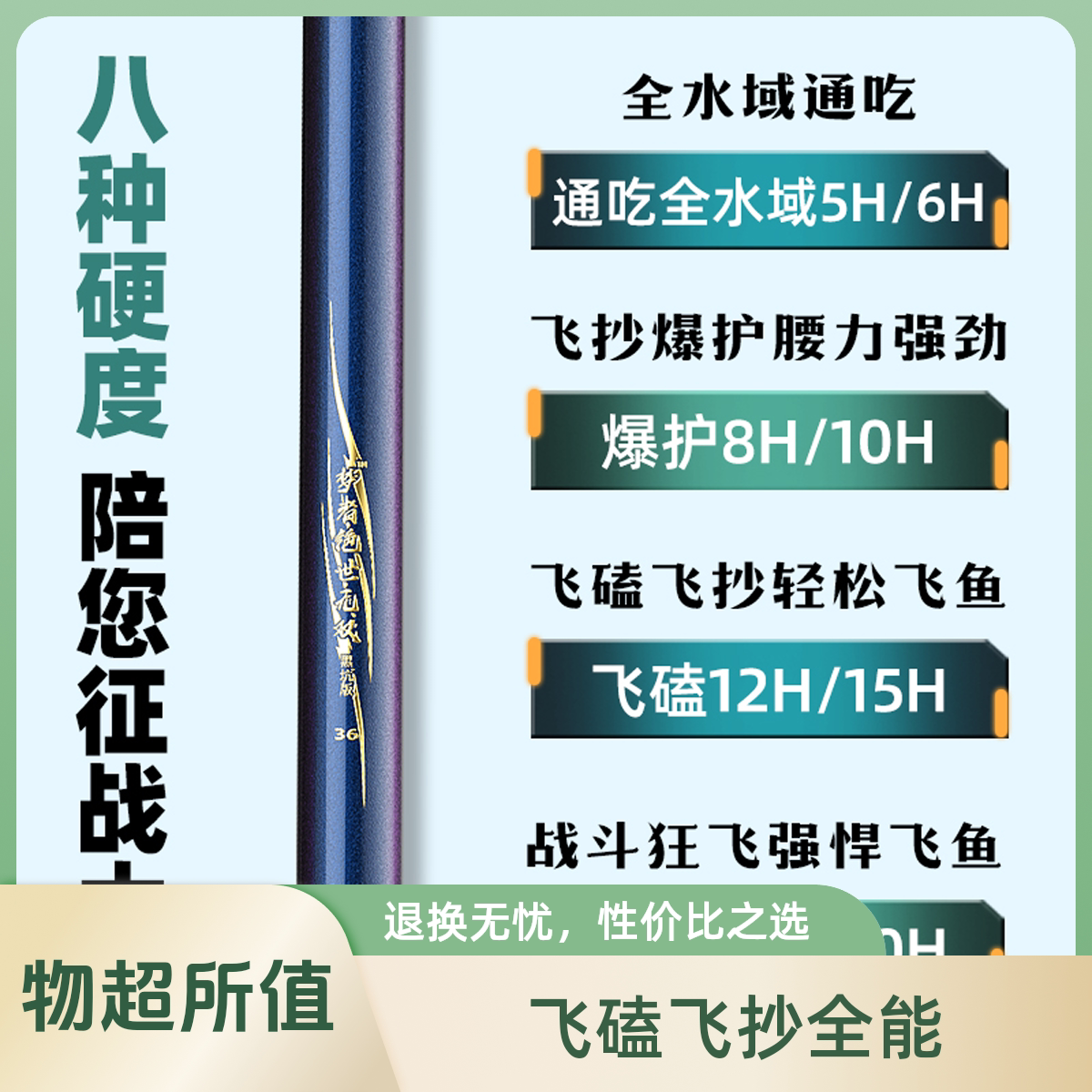 8H10H12H15h20h黑抗鱼竿飞抄飞磕鱼竿碳素罗非竿钓鱼竿
