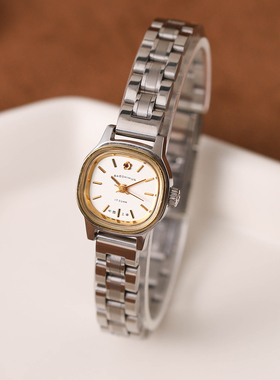 国货上海宝石花小巧手动机械表白色方形复古怀旧文艺考试考研女表