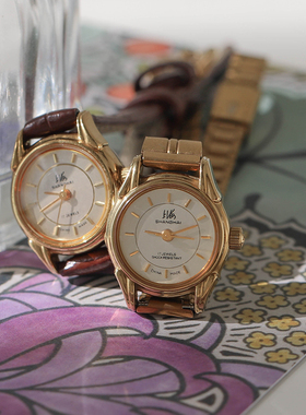 90年代vintage库存原装正品古铜色休闲上海产女式手动机械手表