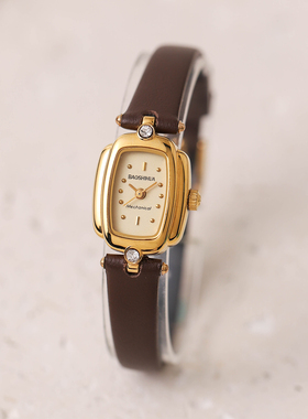 Vintage复古经典迷你小巧老上海宝石花镀金圆形简约手动机械女表