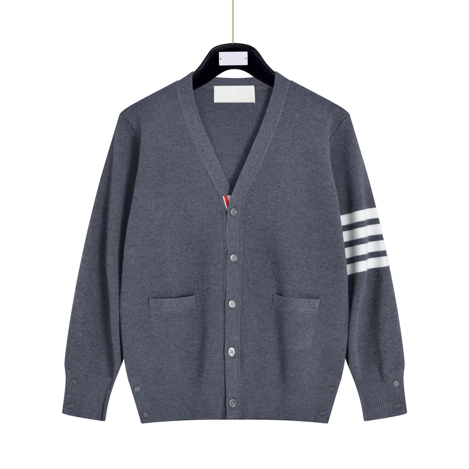 TB高版秋冬男女情侣款毛衣棉开衫四条杠针织衫上衣外套v领5扣