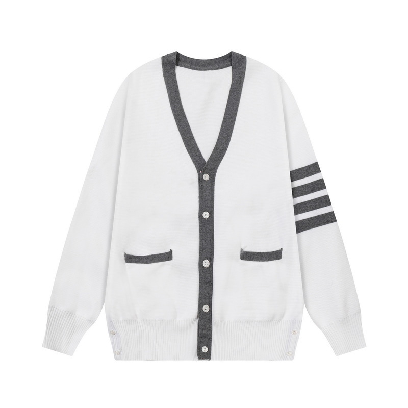 TB秋冬新款V领四条杠针织羊毛衫学院风休闲时尚保暖外套男女同款