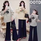 不显怀洋气孕妇装 字母卡通印花韩系慵懒风宽松T恤孕妇上衣孕妇装