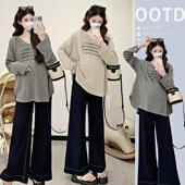 卫衣 大码 韩系慵懒风宽松T恤字母印花复古时尚 舒适孕妇上衣孕妇装