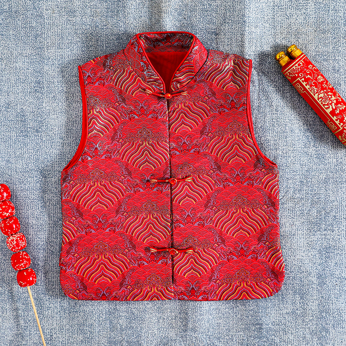 25新款儿童马甲新中式复古拜年服国风红色男女童背心坎肩演出服,童装/婴儿装/亲子装,儿童演出服,淘宝优惠券,粉丝福利购,淘宝优惠卷