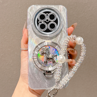 女款 羽纱旋转小马支架适用华为Mate70手机壳Mate60Pro保护套新款 mete50全包镜头膜M40防摔外壳30高级感优享版