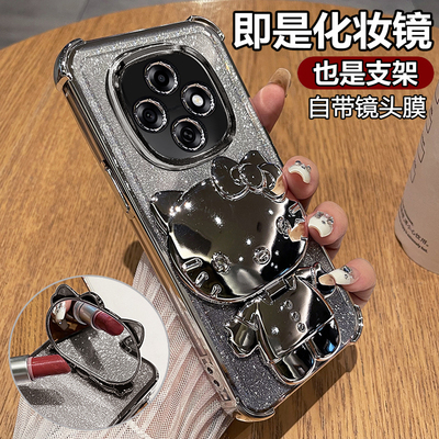 化妆镜子支架适用oppoA6pro手机壳新款透明硅胶套A6Spro自带镜头膜全包A5 5G防摔卡通软壳oppoA5PRO可爱女