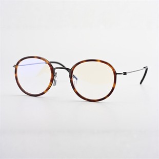 超轻复古轻薄日系镜框手工圆框眼镜架框板材加钛圆框配防蓝光6637