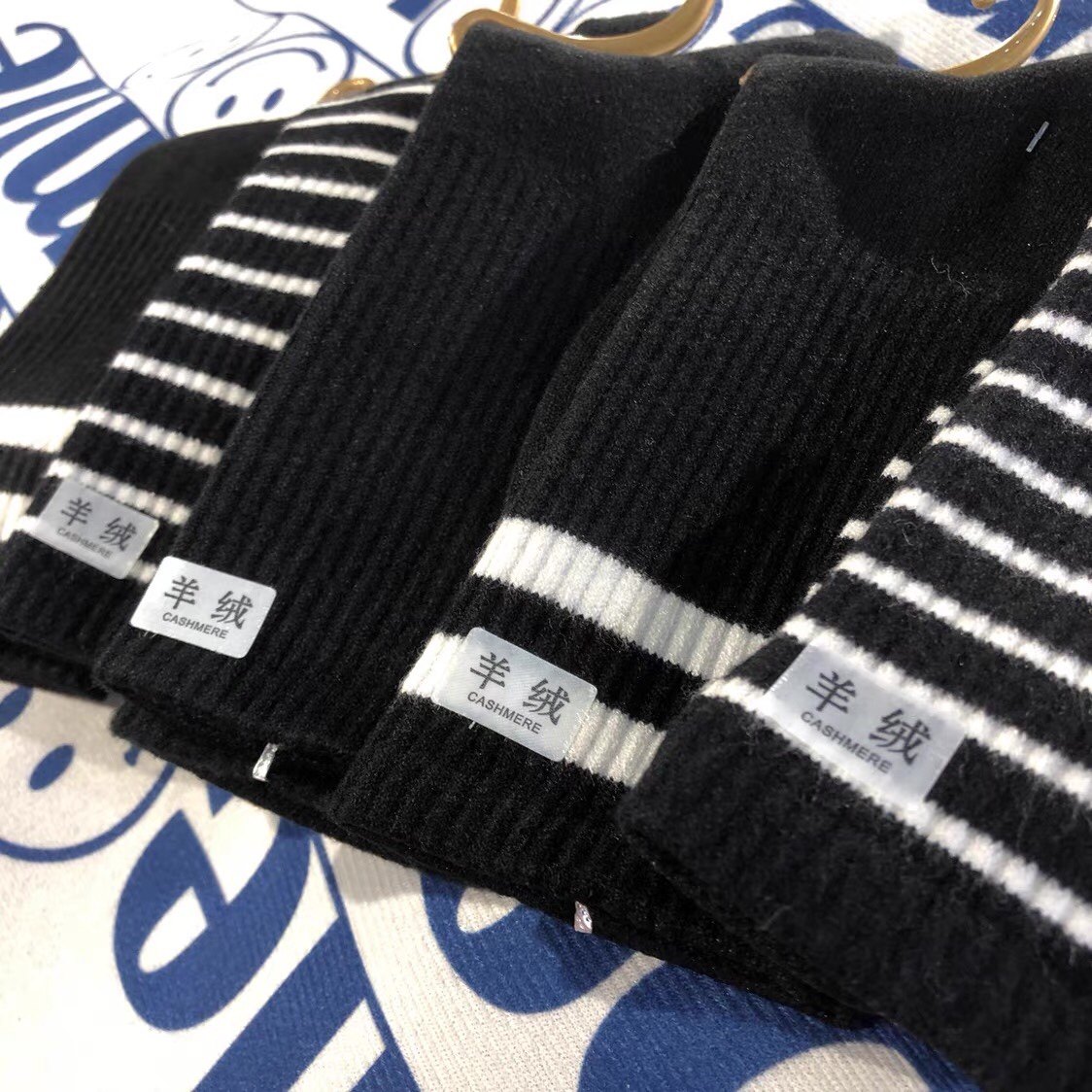 锦鑫暖绒3301冬保暖条纹纯黑ins堆堆宅拉长筒羊绒商务男双针袜子