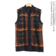 中老年针织马甲背心秋新款 外贸男女宽松无袖 拉链格子外套16761