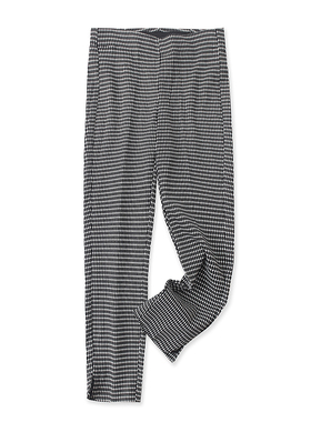 波点小脚裤春新款外贸女装时尚百搭松紧腰弹力开叉显瘦长裤14217