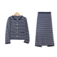 长袖 外贸女装 新款 开衫 针织条纹套装 包臀半身裙分开出售18035 秋季
