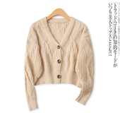 外贸女装 新款 时尚 百搭三粒扣弹力修身 外套17320 针织开衫 长袖 秋季