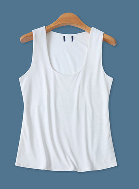 双层无袖背心春夏新款外贸女装纯色百搭修身U领套头冰凉上衣17529