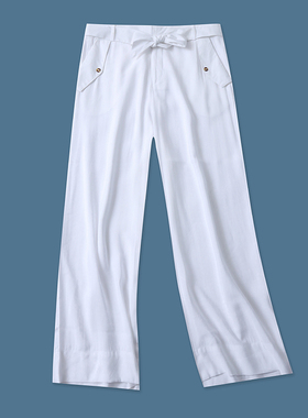 休闲裤春季新款外贸女装时尚百搭高腰前拉链斜口袋阔腿长裤17708