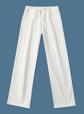 一体绒卫裤冬季新款外贸女装百搭休闲松紧高腰系带宽松长裤19275