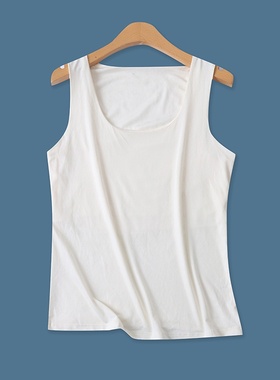 双层背心夏季新款外贸女装百搭纯色深U领口修身无袖运动上衣18018