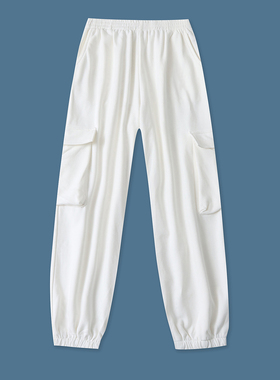 工装卫裤春季新款外贸女装休闲百搭松紧高腰宽松收口运动裤19385