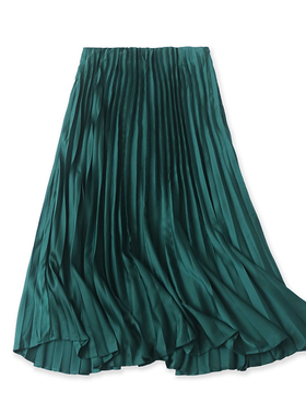 百褶裙夏季新款外贸女装时尚百搭内松紧自然腰宽松半身长裙16797