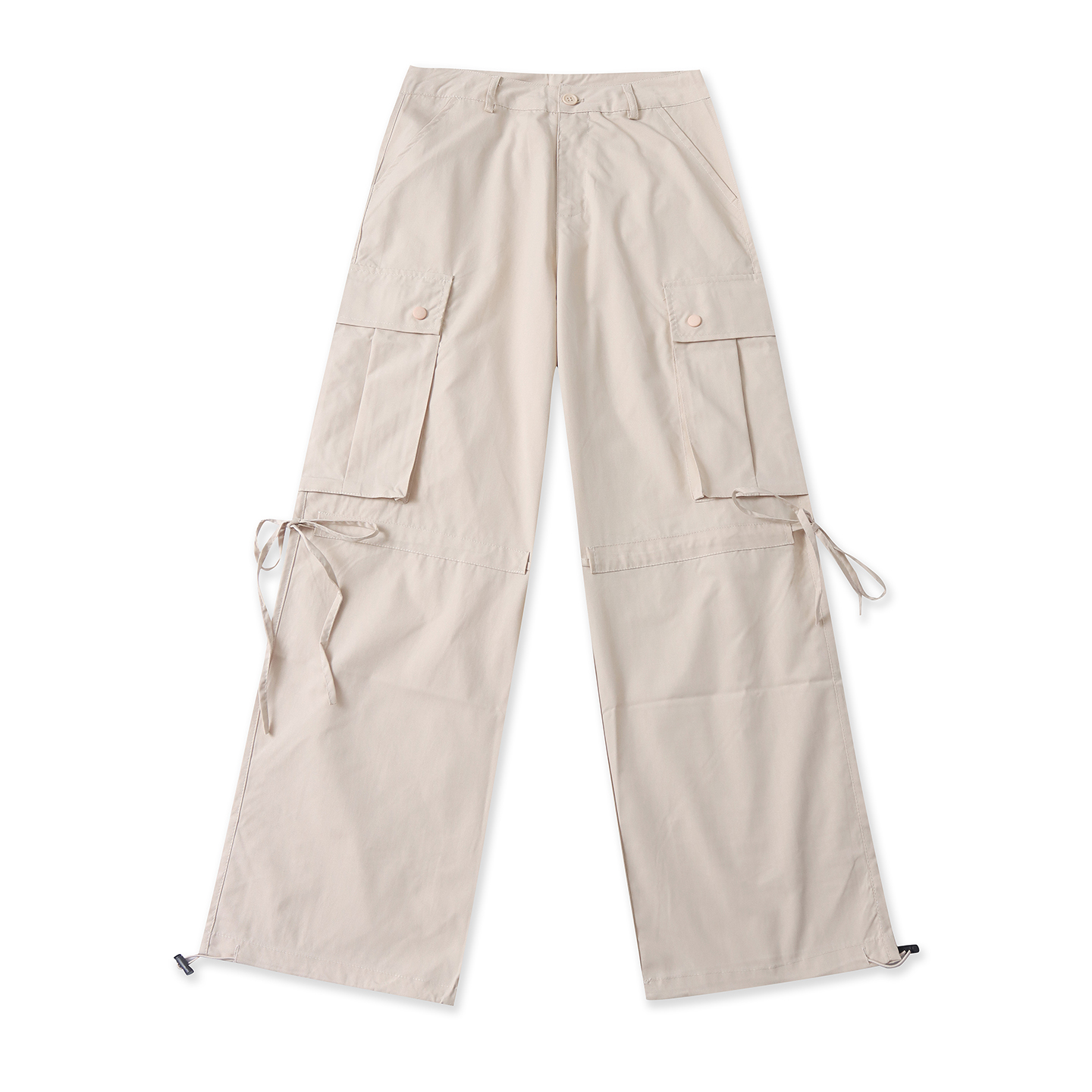 工装阔腿裤秋季新款外贸女装休闲百搭高腰线多口袋宽松长裤19122