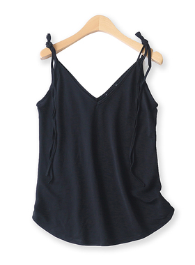 绑带背心夏新款外贸女装时尚百搭前后V领套头修身显瘦吊带衫10706